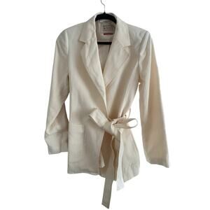 NWT Scotch & Soda Amsterdam Belted Blazer Size XS Ivory Cream Bridal